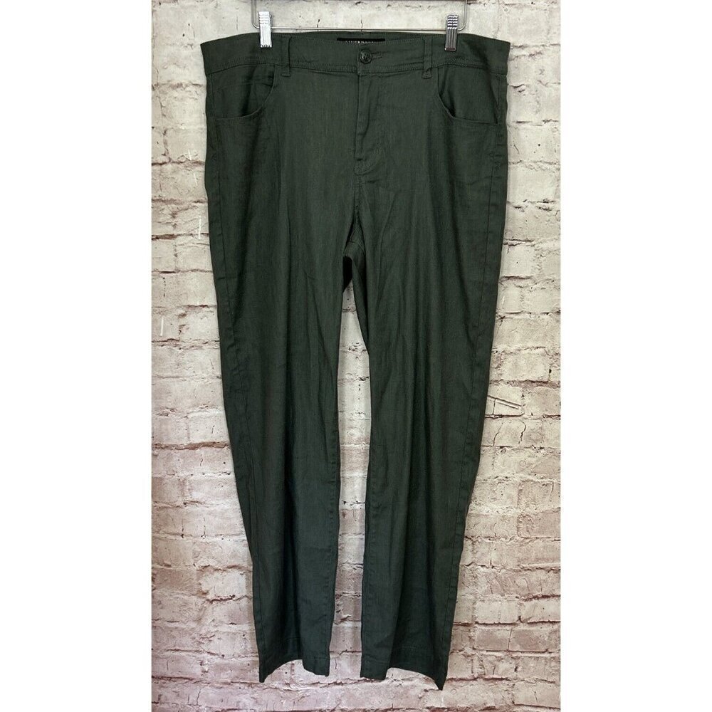 Liverpool Womens EMMA Pant Wide Leg Fennel Green Stretch Linen Blend Size 14/ 32